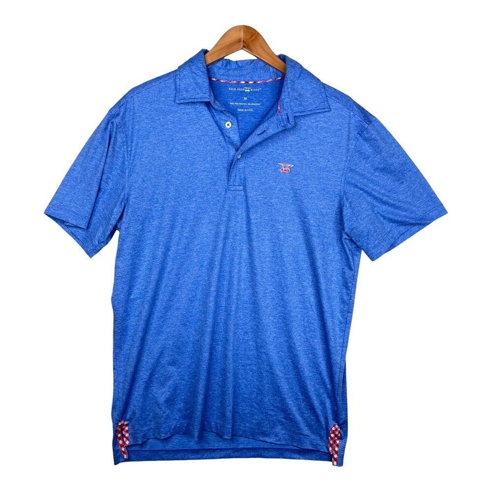 Bald Head Blues Bright Royal Blue Short Sleeve Performance Golf Polo Size Medium